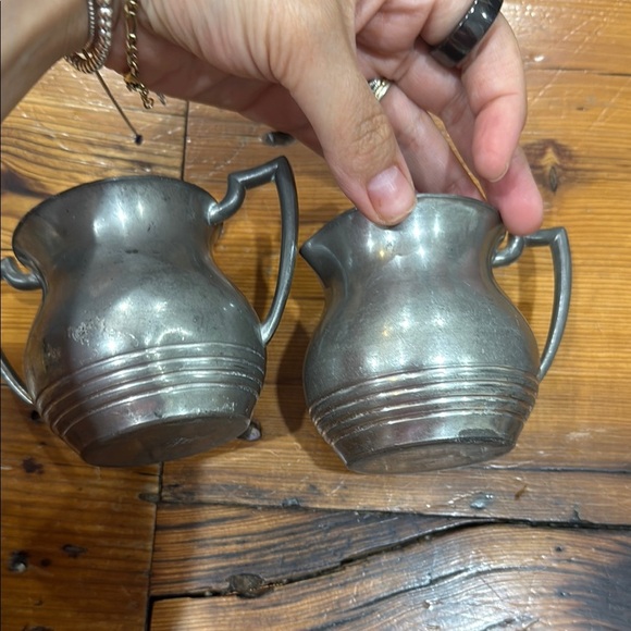 Antique/Vintage Old English Genuine Pewter #09 Sugar Bowl and pitcher - Picture 7 of 9